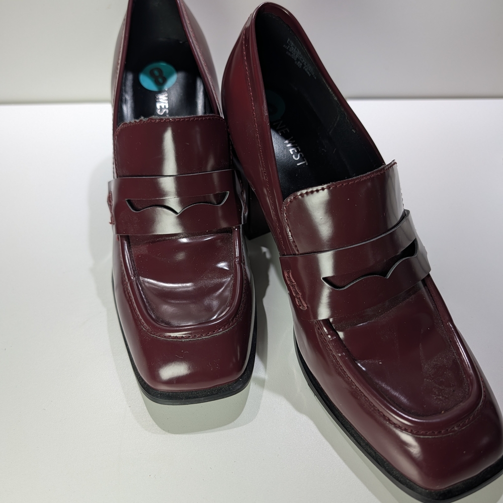 Nine West Women's Burgundy Patent Penny Loafers Man Made Materials - Picture 1 of 5
